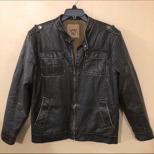 Red Camel Faux Leather Bomber Jacket Size Large